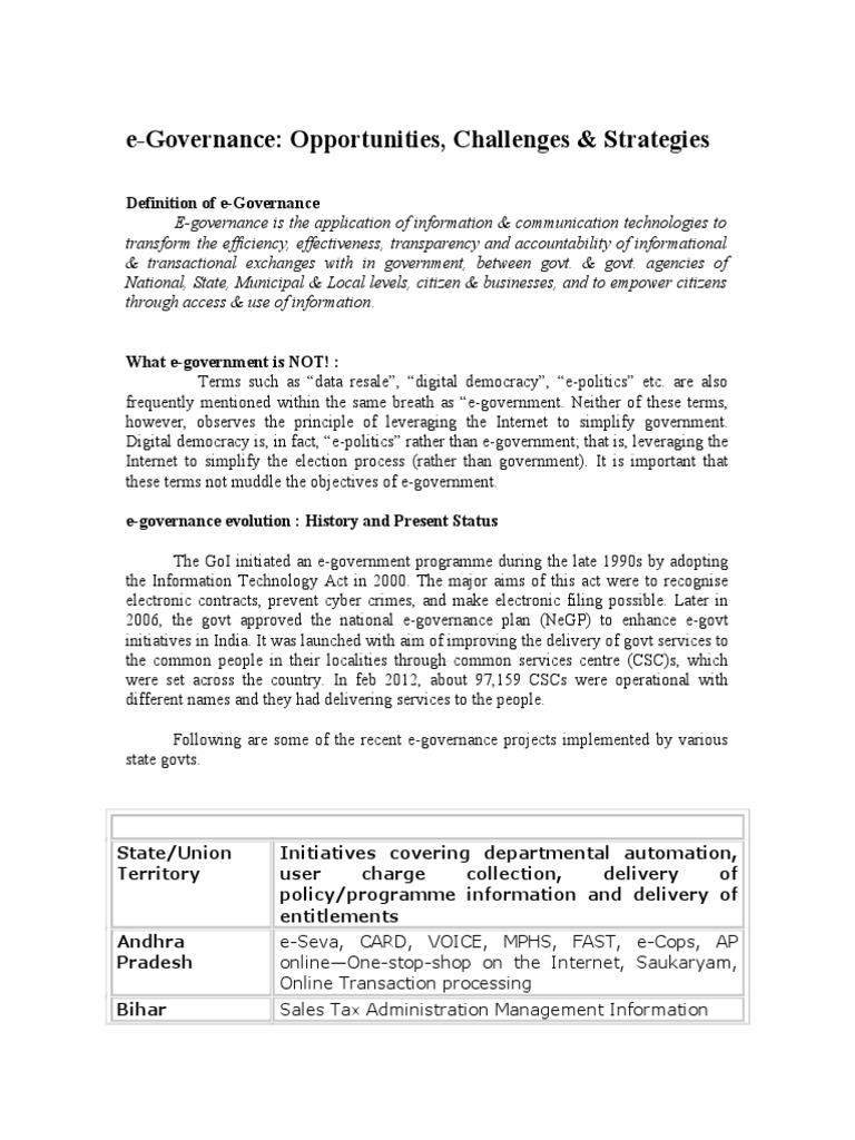 E-Governance Implementation Challenges | PDF | E Government | Governance