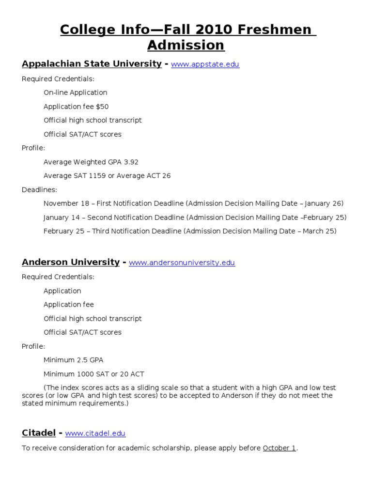 College Admissions Guide for Fall 2010 Freshmen | PDF | Sat ...