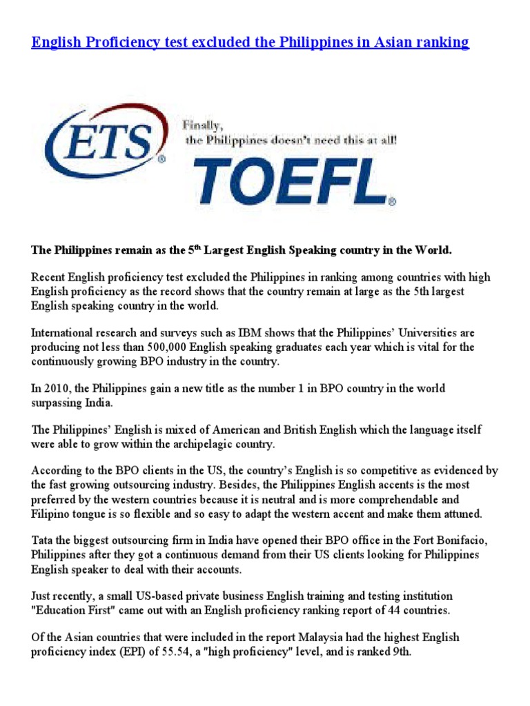 Philippines' English Proficiency Insights | PDF | Philippines | English ...