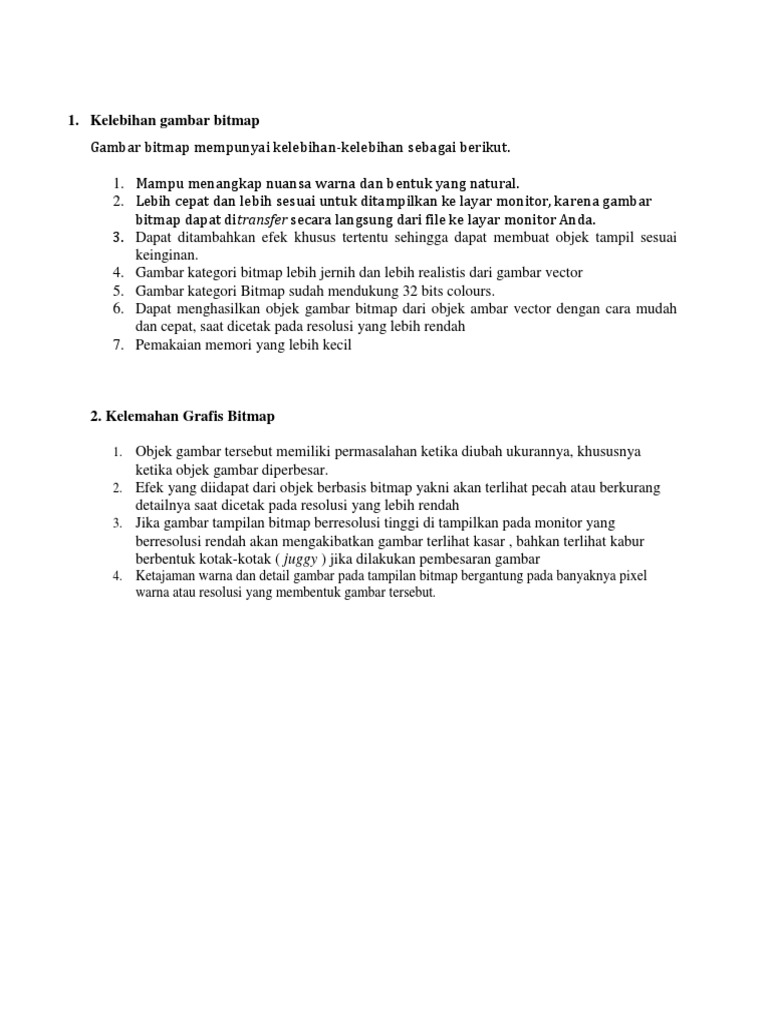 Kelebihan Dan Kekurangan Bitmap