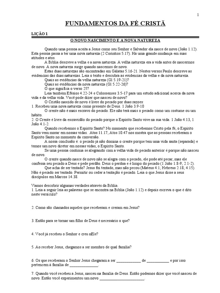 Fundamentos Da Fé Crista PIB12 - 9d59e459f4 | PDF | Pecado | Santo