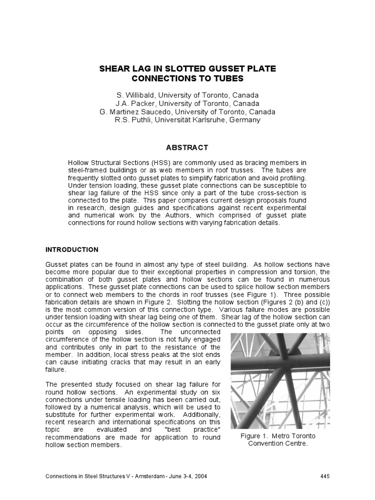 Shear Lag in Slotted Gusset Connections | PDF | Deformation (Mechanics ...