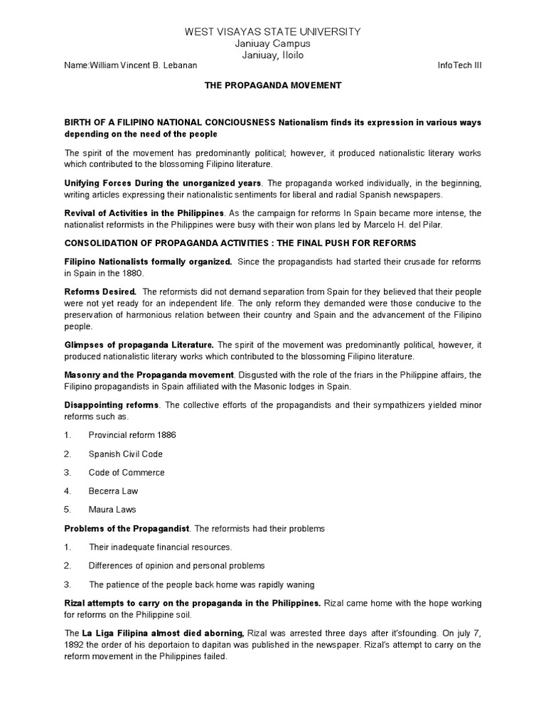 Propaganda Movement | PDF | Philippines | Propaganda