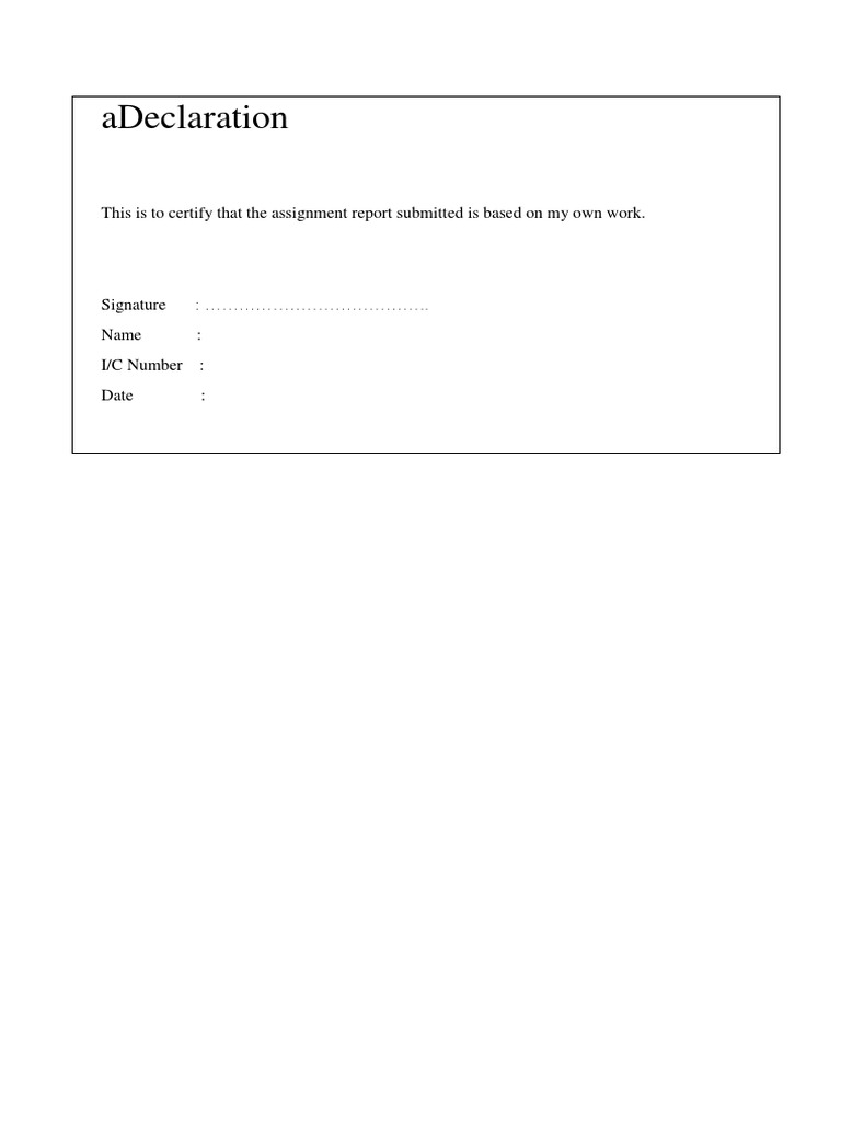 Adeclaration: This Is To Certify That The Assignment Report Submitted ...