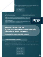 Ensaios de pressão hidrostática e aços patináveis CSN-COR 420 e CSN-COR 500