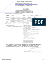 APPLICATION FORM FOR A TELEPHONE CONNECTION MTNL