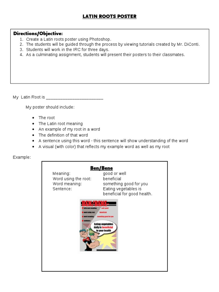 Latin Roots Poster Project Guide | PDF