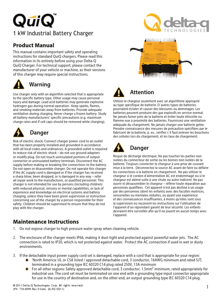 05042013 DeltaQ QuiQ Product Manual PDF Battery Charger