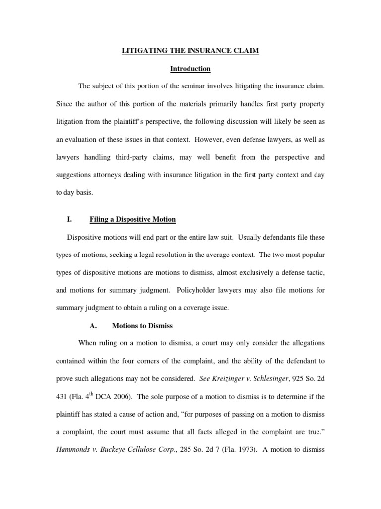 Insurance Claim Litigation Strategies | PDF | Summary Judgment | Lawsuit