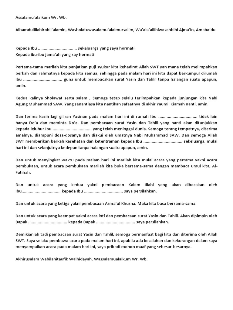 Pembuka Acara Surat Yasin | PDF