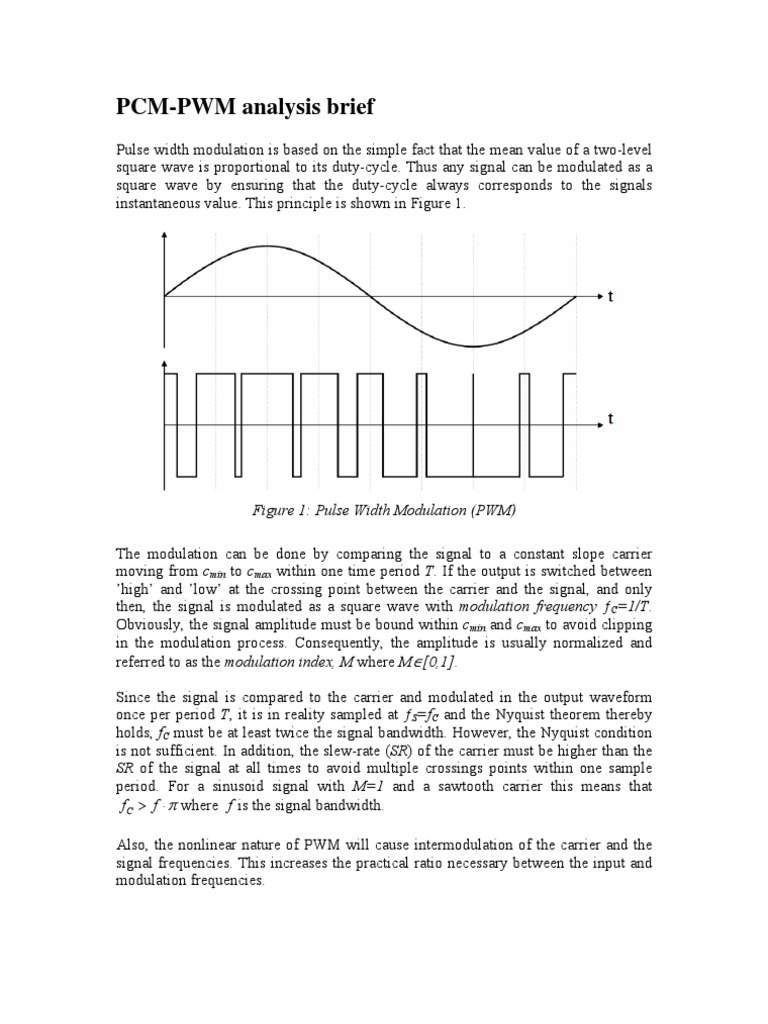 PCM To PWM Analysis Brief Modulation Sampling (Signal Processing)