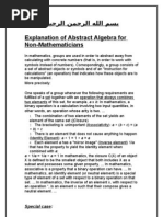 Explanation of Abstract Algebra for Non Mathematicians