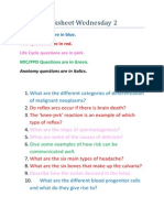 Year 2 Worksheet Wednesday 2: What Are The Different Categories of Differentiation of Malignant Neoplasms?