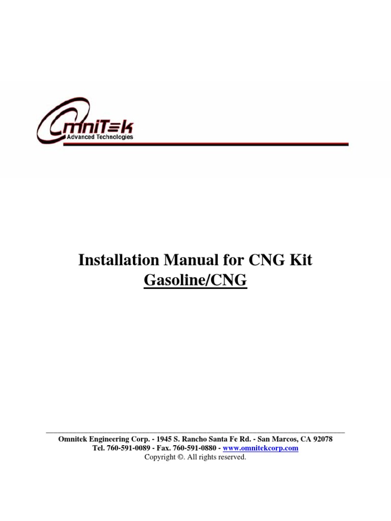 CNG System Installation Manual | PDF | Internal Combustion Engine ...