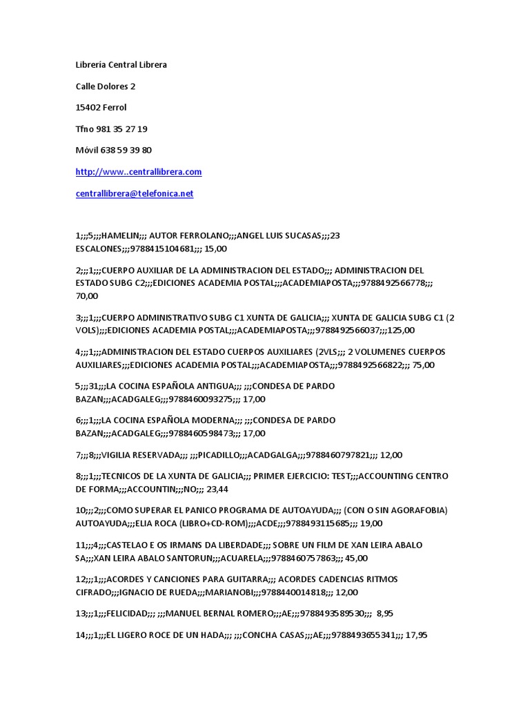 Existencias Central Librera | PDF | Agitación