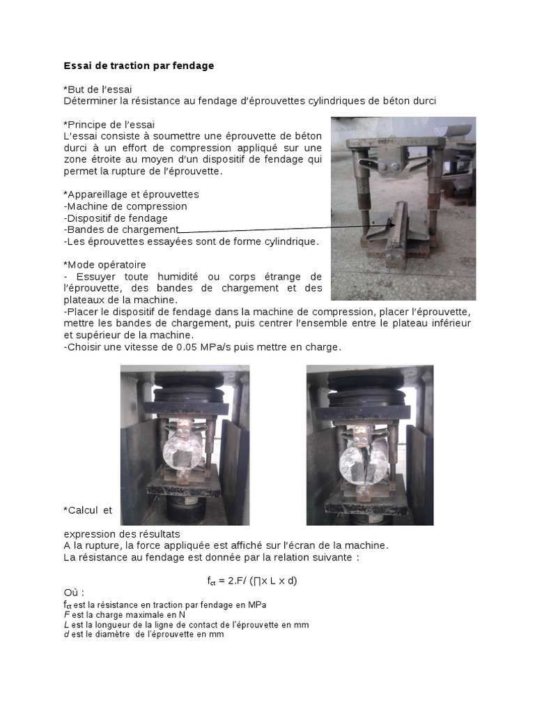 Essai de Traction par Fendage du Béton | PDF