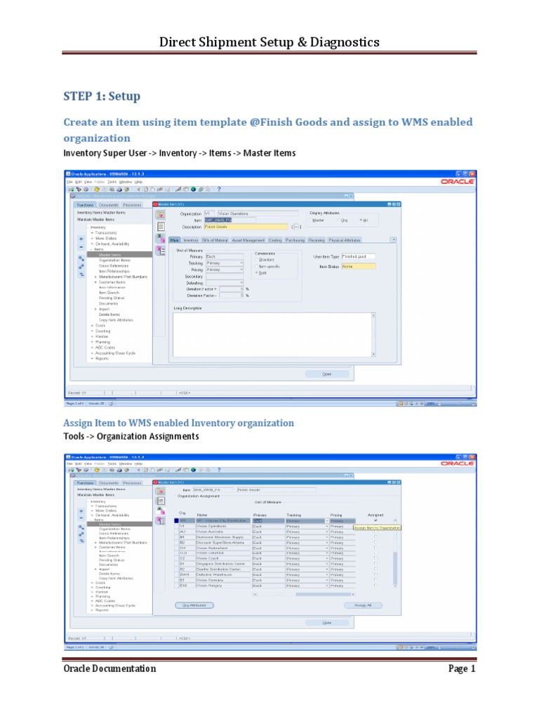 Direct Shipment Setup in Oracle WMS | PDF | Warehouse | Services ...
