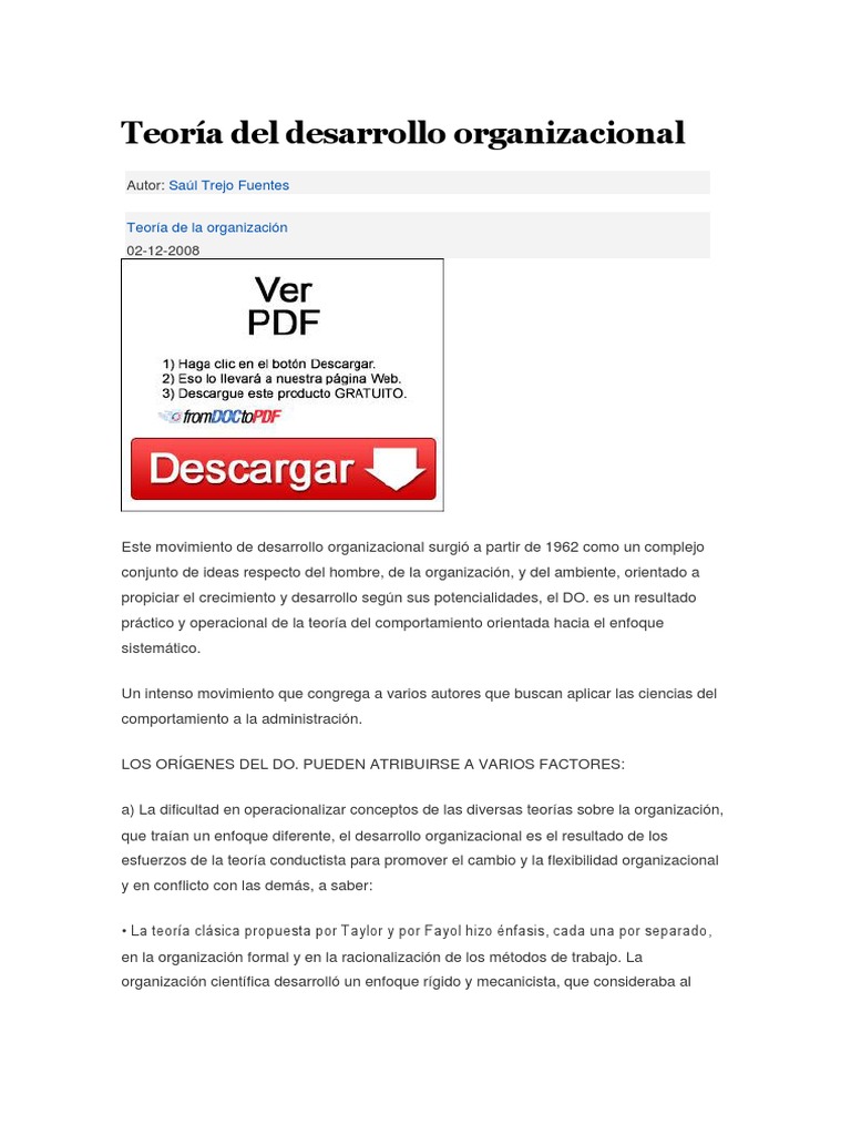 Teoría Del Desarrollo Organizacional | PDF | Desarrollo organizacional ...
