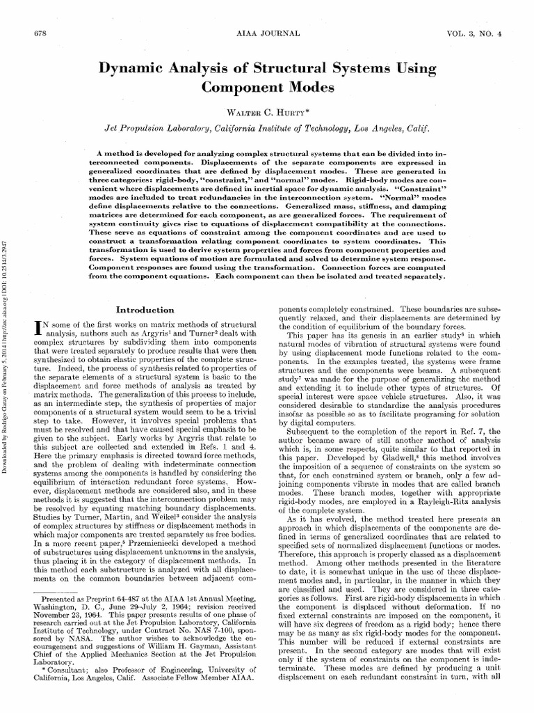 Dynamic Analysis by Component Mode PDF | PDF | Matrix (Mathematics ...