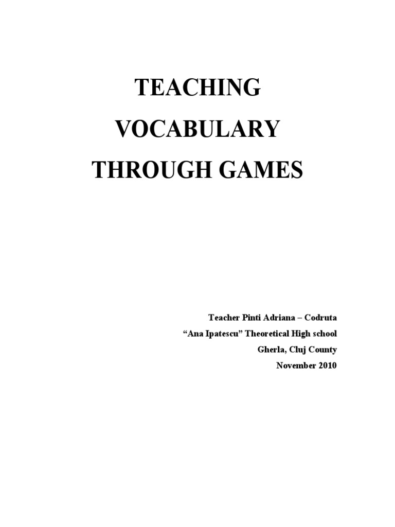 Teaching Vocabulary Through Games | PDF