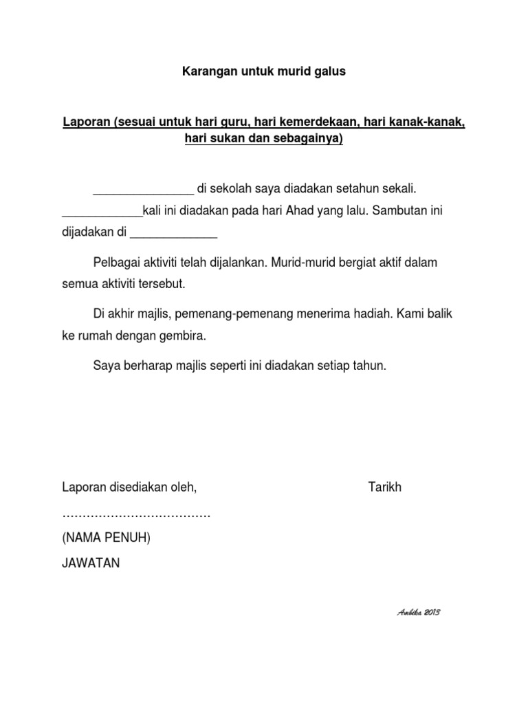 Karangan Untuk Murid Galus