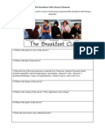 The Breakfast Club Literary Elements Literary Elements Worksheet