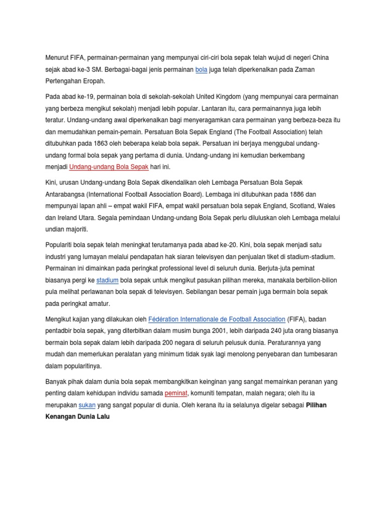 Sejarah Bola Sepak Pdf