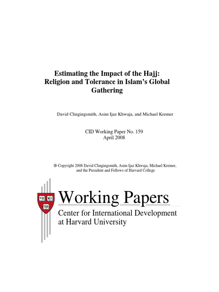 Working Papers Estimating The Impact of The Hajj Religion and