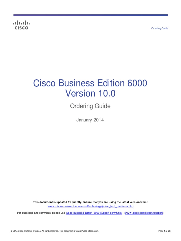 Be - 6000 v10 Ordering Guide | PDF | Cisco Systems | Instant Messaging