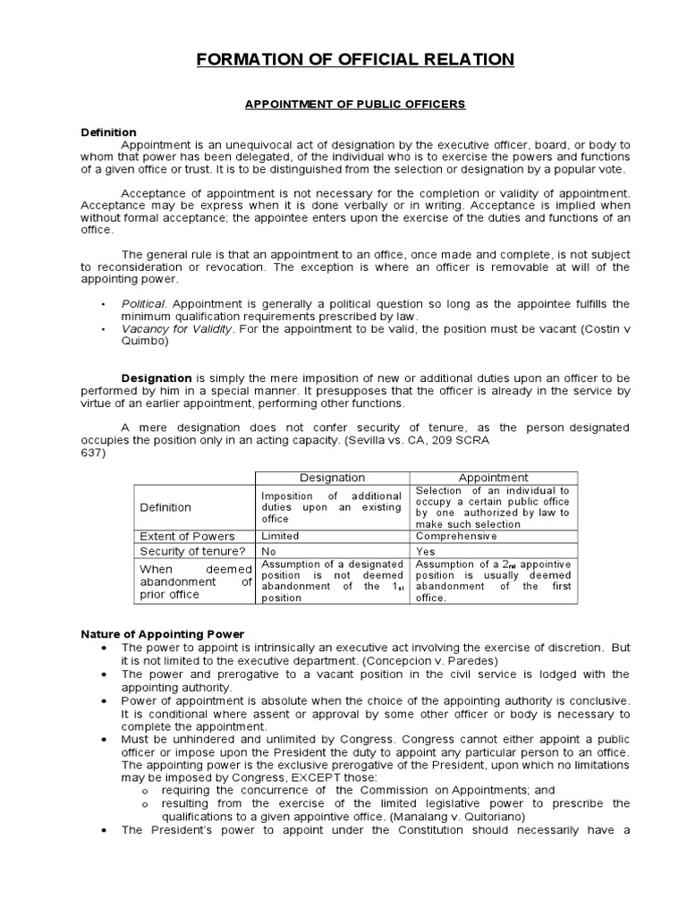 Understanding Public Officer Appointments | PDF | United States ...