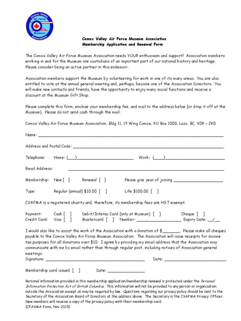 2013 - Membership Renewal Form | PDF | Museum | Mail