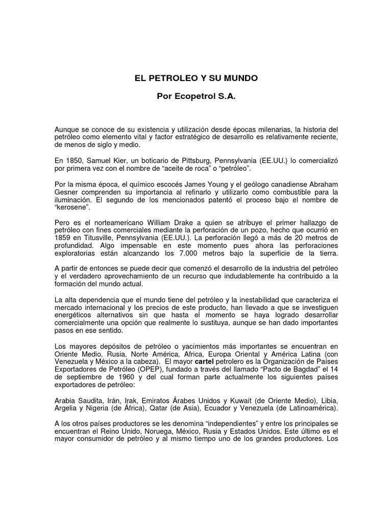 Historia y desarrollo del petróleo | PDF | Petróleo | Refinería de petróleo