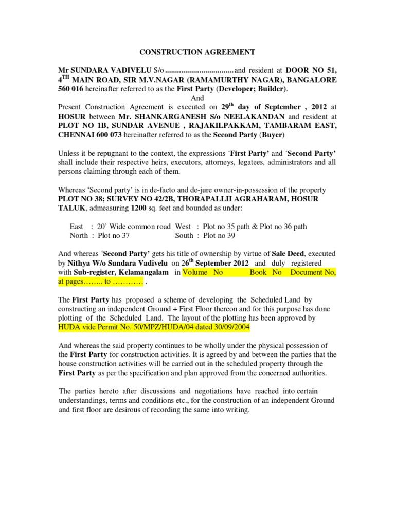 Construction Agreement Draft | Download Free PDF | Liquidated Damages ...