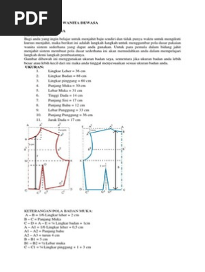 Pola Dasar Baju Wanita Dewasa