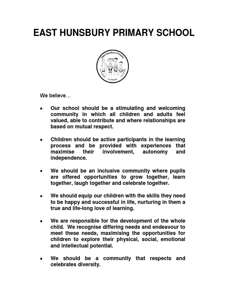 East Hunsbury Primary School Values | PDF | Wellness