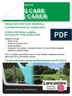 Taking Care of The Carer: Gardening A Residential Course For Unpaid Carers