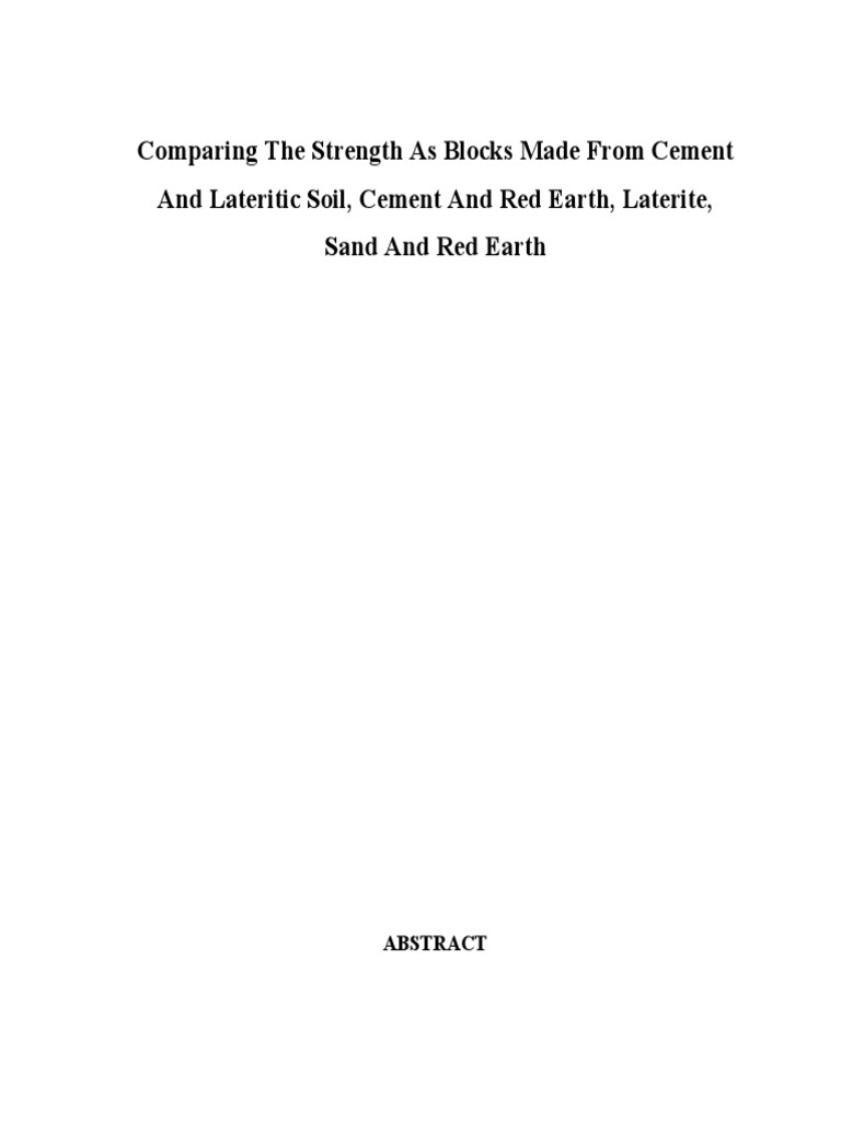 Strength of Cement and Laterite Blocks | PDF | Mud | Soil