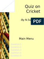 Quiz On Cricket: - by N.Sudhindra