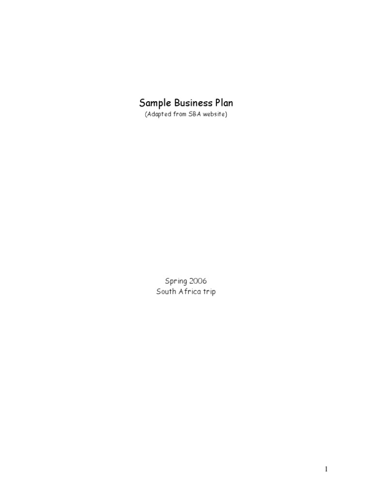 Sample Business Plan 1 | PDF