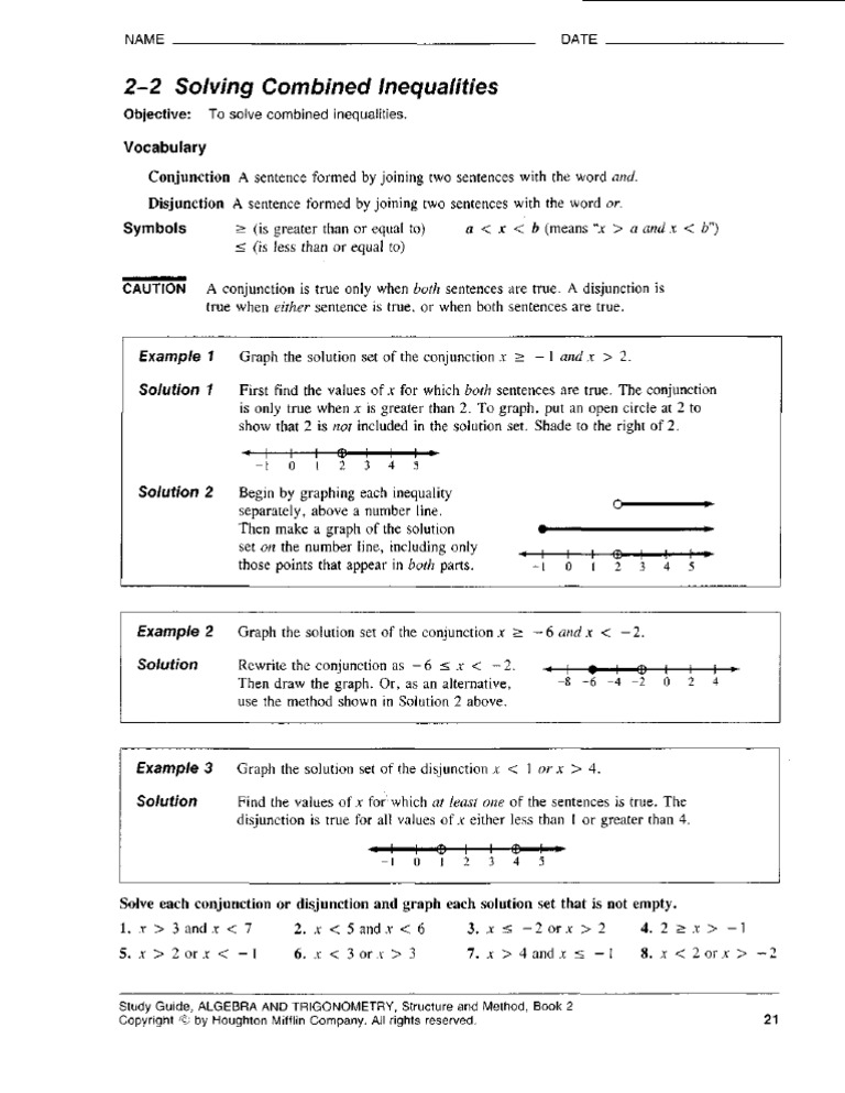 Worksheet 2 2 Inequality Mathematics Logic
