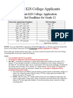 Important KIS College Application Deadlines