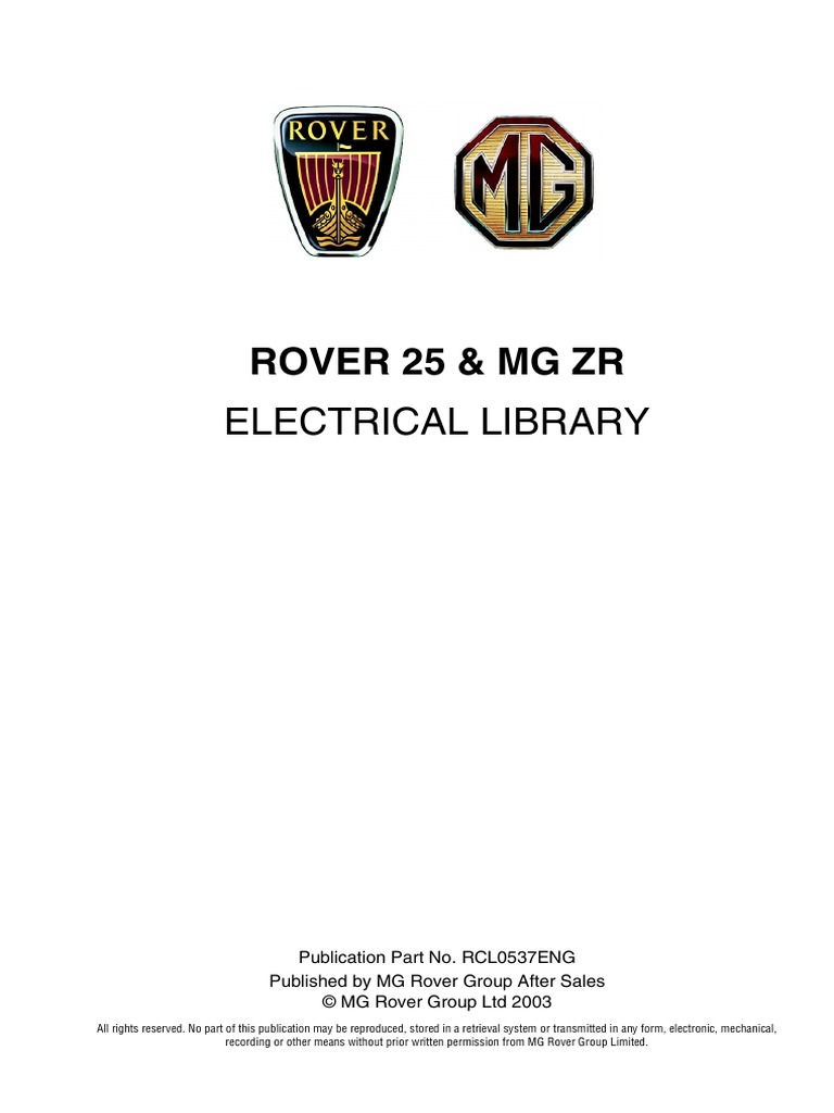 Rover 25 MG ZR Electrical Library