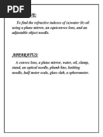 Refractive Index of Water and Oil Study | PDF | Mirror | Refractive Index