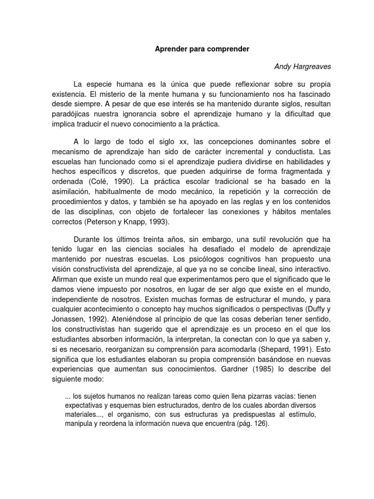 Aprender para Comprender PDF | PDF | Aprendizaje | Conocimiento