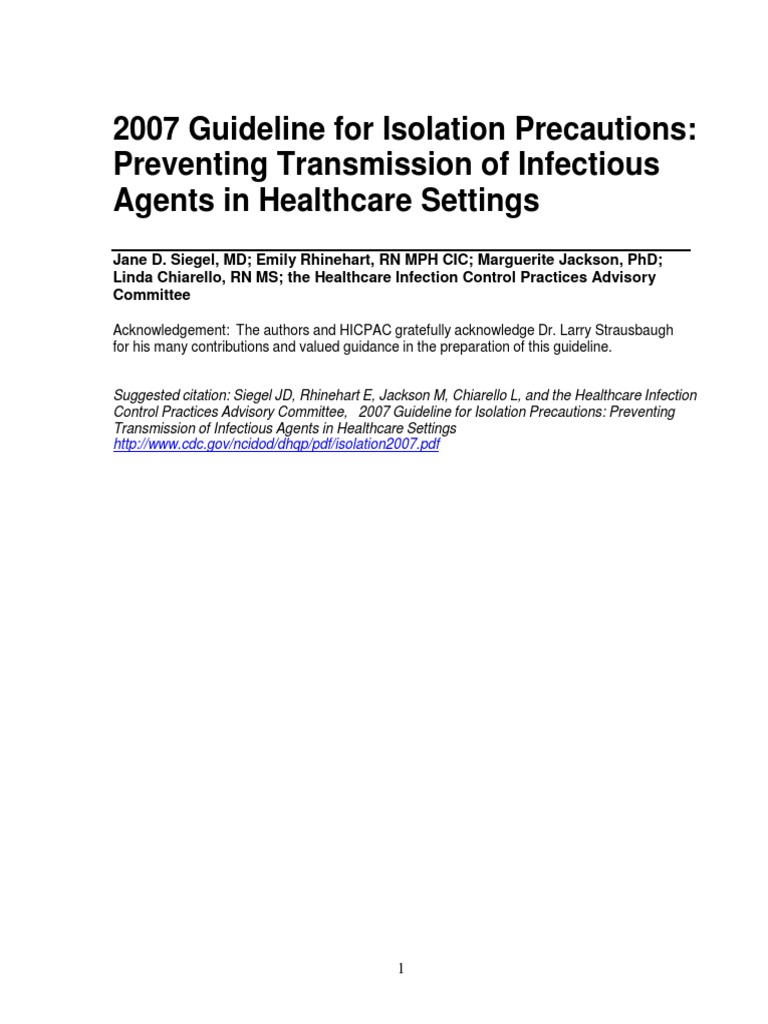 CDC Isolation 2007 | PDF