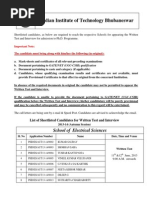 List of Shortlisted Candidates of School of Electrical Sciences