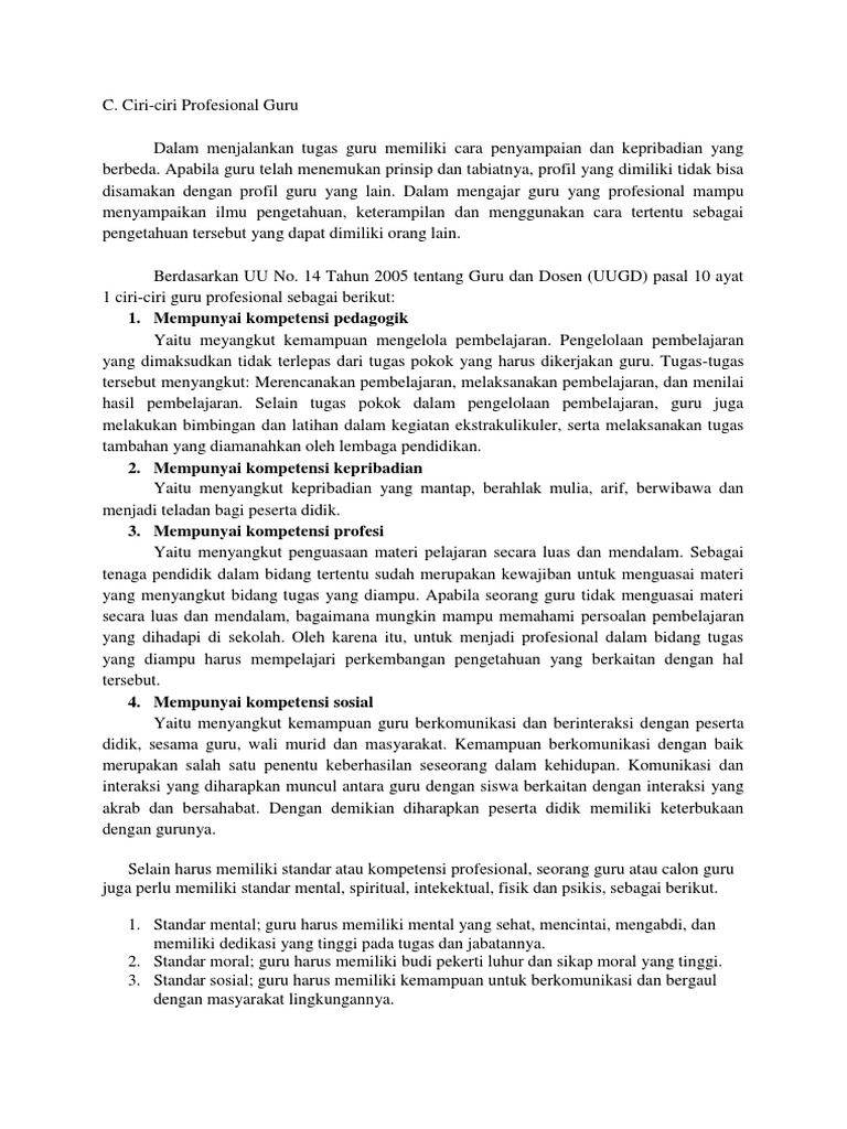 Ciri Ciri Guru Profesional Pdf