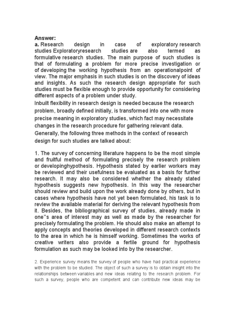 Exploratory Research Design Methods | PDF | Dependent And Independent ...