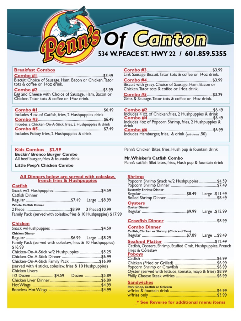 Penns Restaurant Canton22 Menu | PDF | Salad | Hamburgers