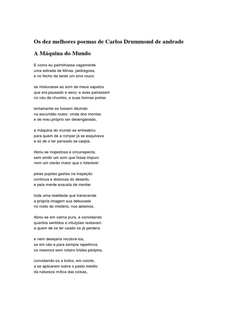 Poesias de Carlos Drummond para Serem Trabalhadas PDF, PDF, Poesia